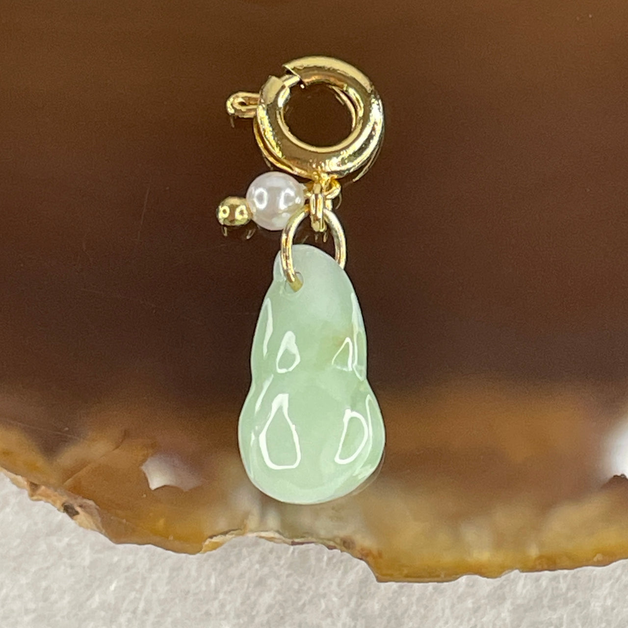 Natural Type A Green Jadeite Hulu Charm 1.38g 14.2 by 7.9 by 6.2mm