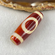 Natural Powerful Tibetan Old Oily Red White Agate One Eye Earth Element Dzi Bead Heavenly Master (Tian Zhu) 一眼土元素天珠 9.85g 37.5 by 13.0mm - Huangs Jadeite and Jewelry Pte Ltd