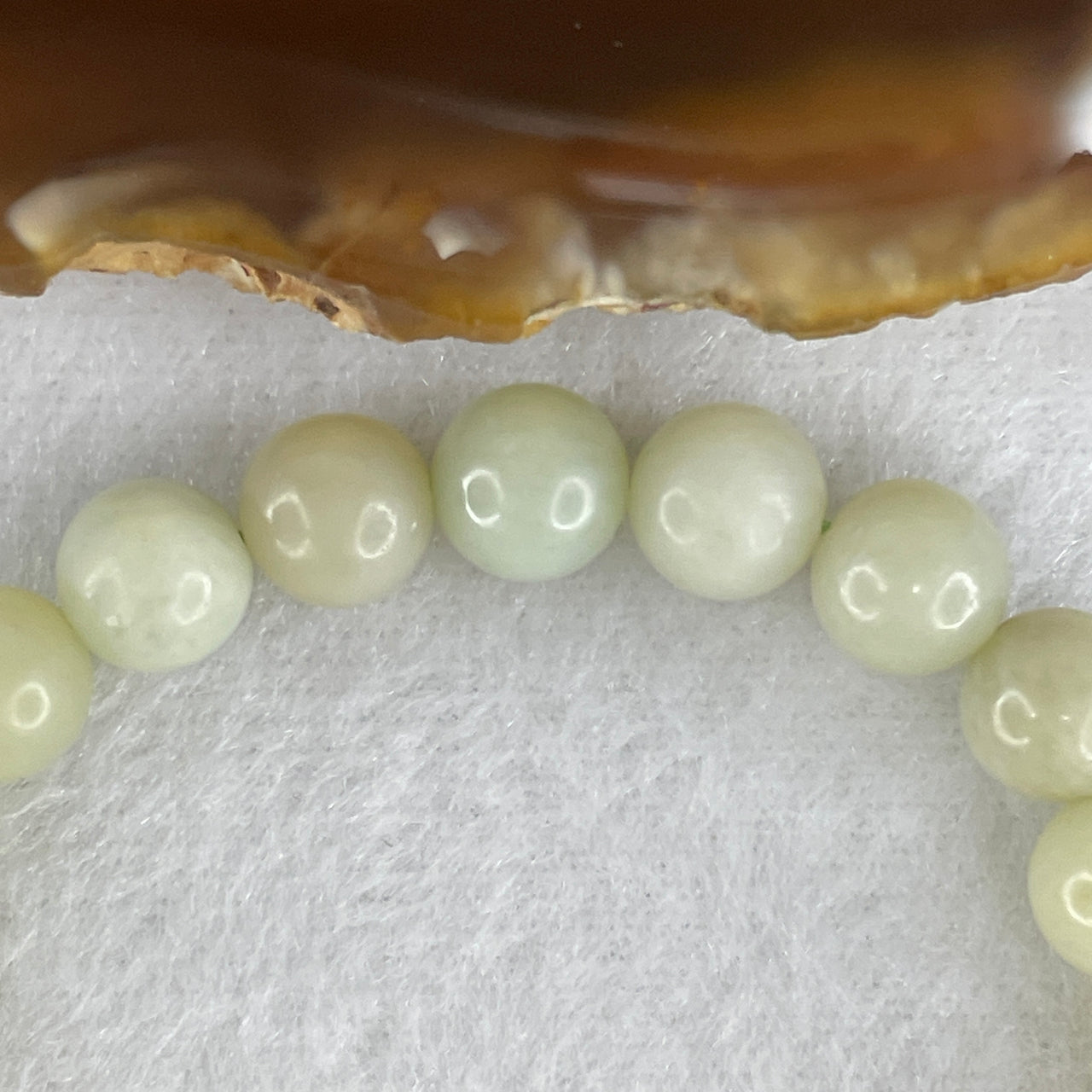 Pair of Certified Natural Nephrite Bracelets 36.10g - (1) 15.5cm 8.2mm & (1) 15cm 8.0mm - Full Light Green Grade A Untreated Nephrite Jade - 46 Total Beads