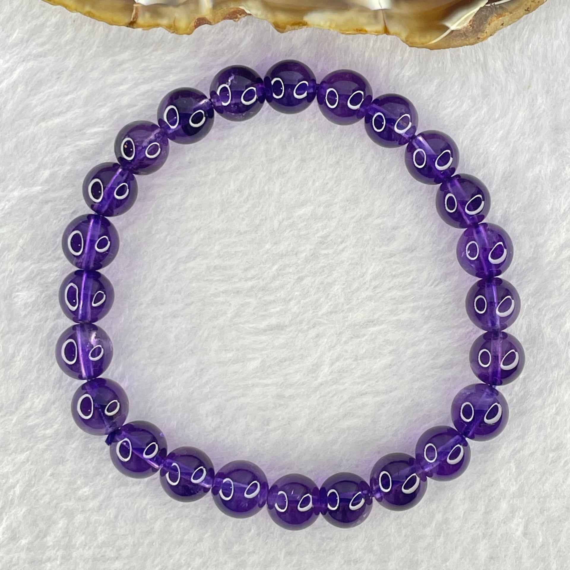 Very Good Grade Natural Amethyst Bracelet 18.03g 16cm 8.3mm 24 Beads - Huangs Jadeite and Jewelry Pte Ltd