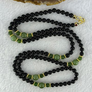 Natural Black Gold King Amber Beads with Crystals Necklace 天然黑金翁王琥珀项链 24.48g 76cm 8.0mm 6 Beads 5.9mm 154 Beads - Huangs Jadeite and Jewelry Pte Ltd