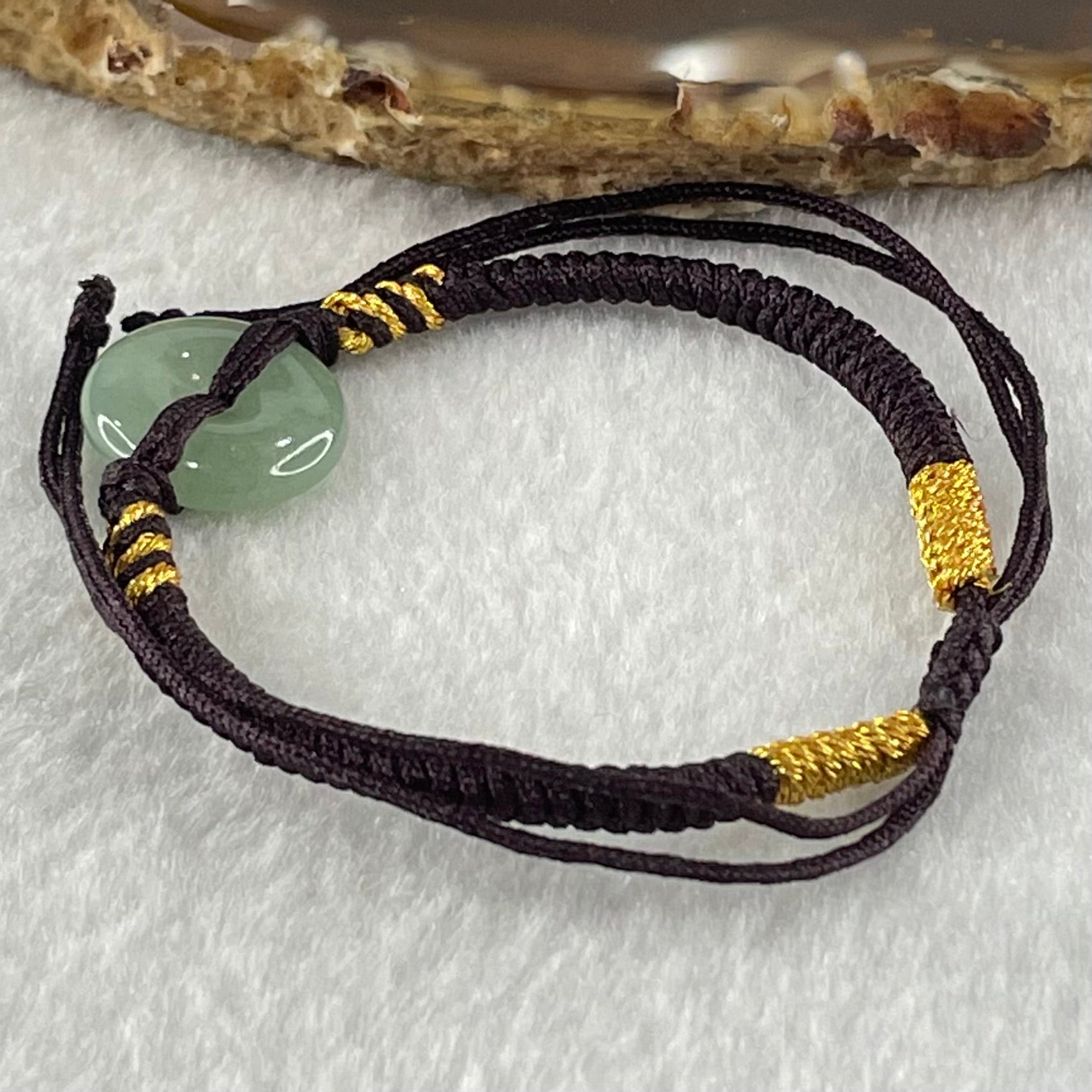 Type A Blueish Green Jadeite Ping An Kou Donut In String Bracelet 2.63g 14.5 by 4.4mm - Huangs Jadeite and Jewelry Pte Ltd