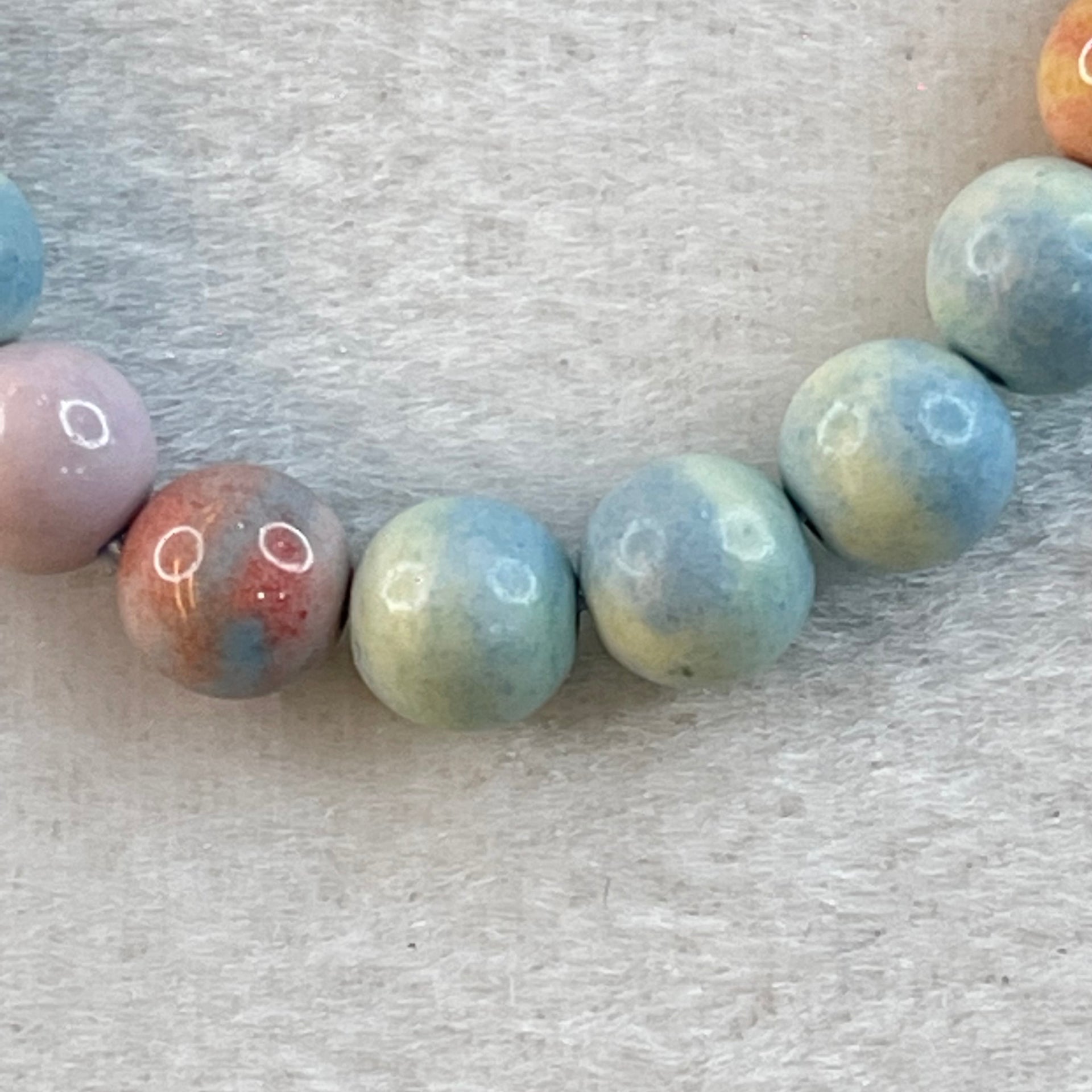Natural Rainbow Gobi Agate Beads Bracelet 15.07g 15cm 7.9mm 23 Beads - Huangs Jadeite and Jewelry Pte Ltd