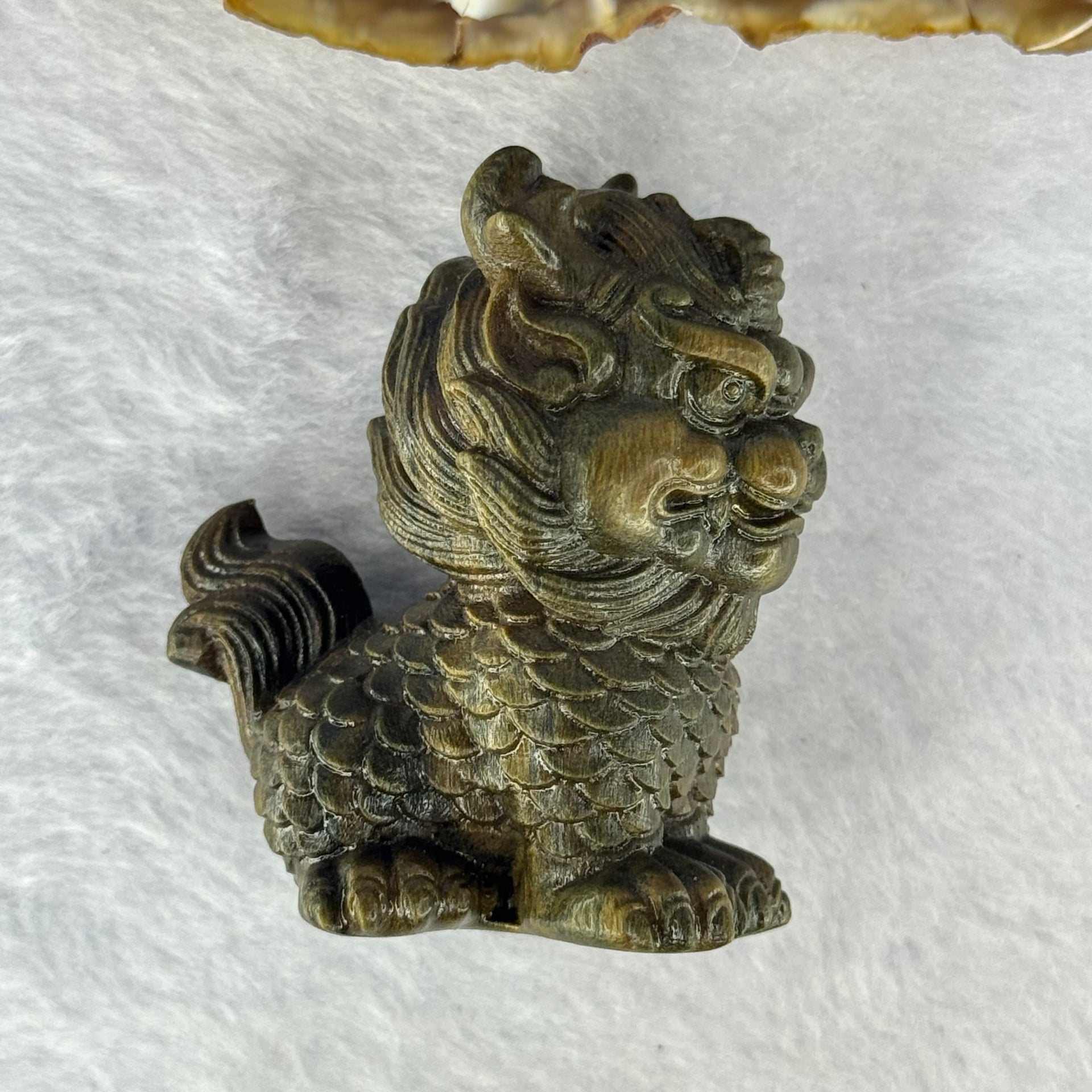 Natural Wooden Kirin Display 天然绿檀麒麟摆件 36.59g 48.7 by 33.3 by 54.1mm - Huangs Jadeite and Jewelry Pte Ltd