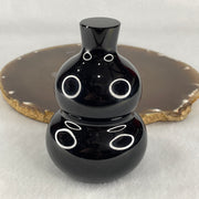 Natural Black Obsidian Hulu Display 301.75g 84.5 by 56.8mm - Huangs Jadeite and Jewelry Pte Ltd