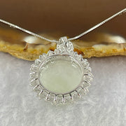 Type A Faint Lavender Green Milo Buddha with Crystals in S925 Sliver Pendant and Necklace 7.52g 16.3 by 16.3 by 11.3mm - Huangs Jadeite and Jewelry Pte Ltd