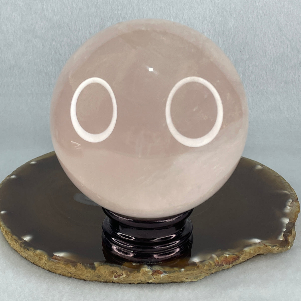 Natural Rose Quartz Sphere Ball Display with Onyx Stand | Universal Love & Emotional Harmony Crystal Orb (780.3g | 82.5x96.0mm | Awakening, Relationship Harmony, Unconditional Love & Peaceful Aura Magnet)