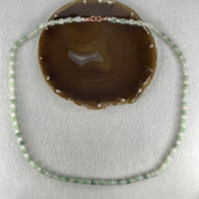 Certified Natural Type A Light Green Jadeite Lulutong Beads with Natural White Agate Beads Necklace 55.36g 74cm 6.6mm 62 Lulutong - Huangs Jadeite and Jewelry Pte Ltd