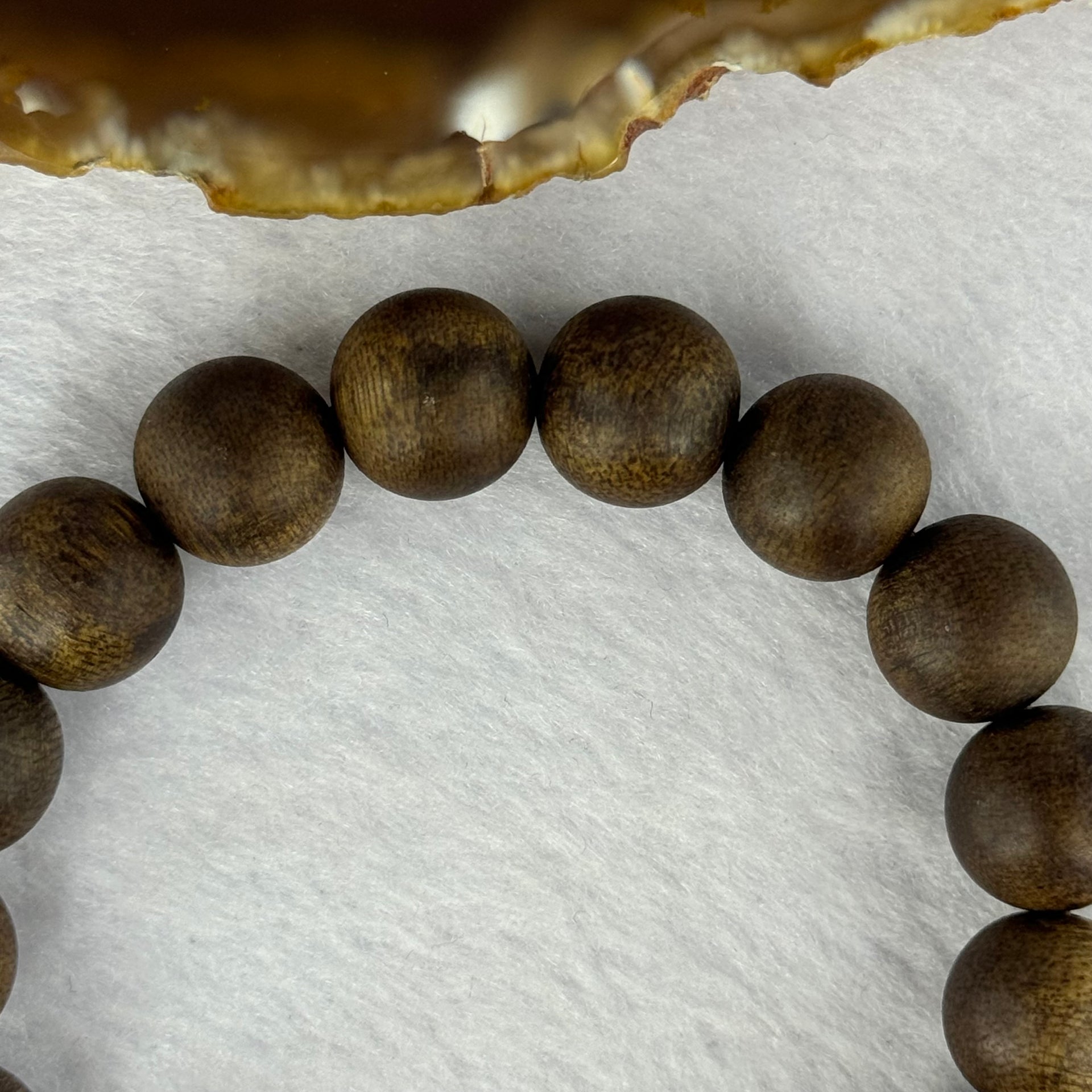 Natural China Hainan Agarwood Beads Bracelet 中国海南沉香木手链（Half Sinking) 10.67g 18cm 12.8mm 17 Beads - Huangs Jadeite and Jewelry Pte Ltd