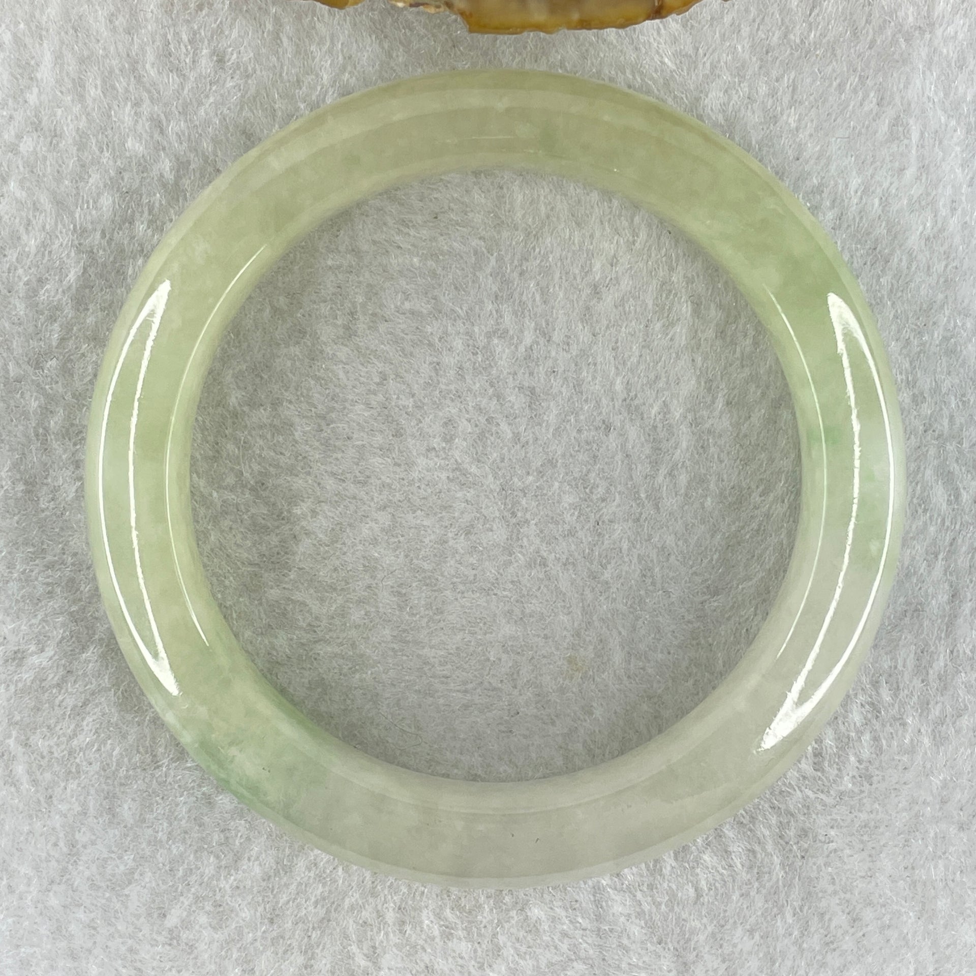 Rare Type A Natural Semi Icy Jelly Light Green with Faint Lavender Jadeite Bangle 44.21g Inner Diameter 50.6mm 10.8 by 8.2mm (Perfect) - Huangs Jadeite and Jewelry Pte Ltd
