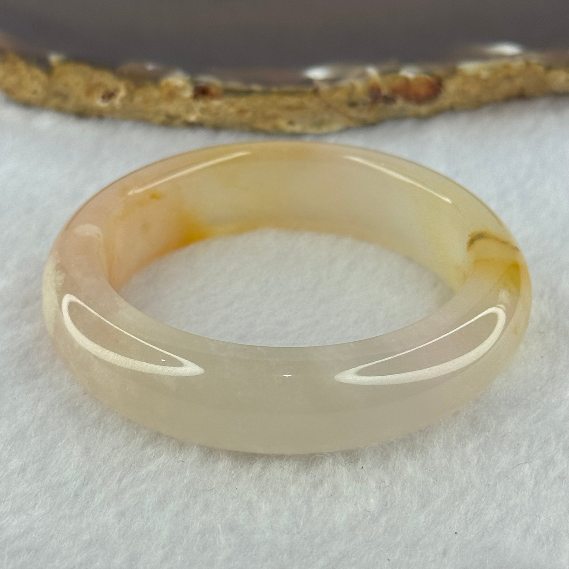Transparent Peach Yellow Quartzite Jade Bangle 天山水沫玉手镯 47.49g Internal Diameter 48.2mm 14.2 by 9.0mm - Huangs Jadeite and Jewelry Pte Ltd