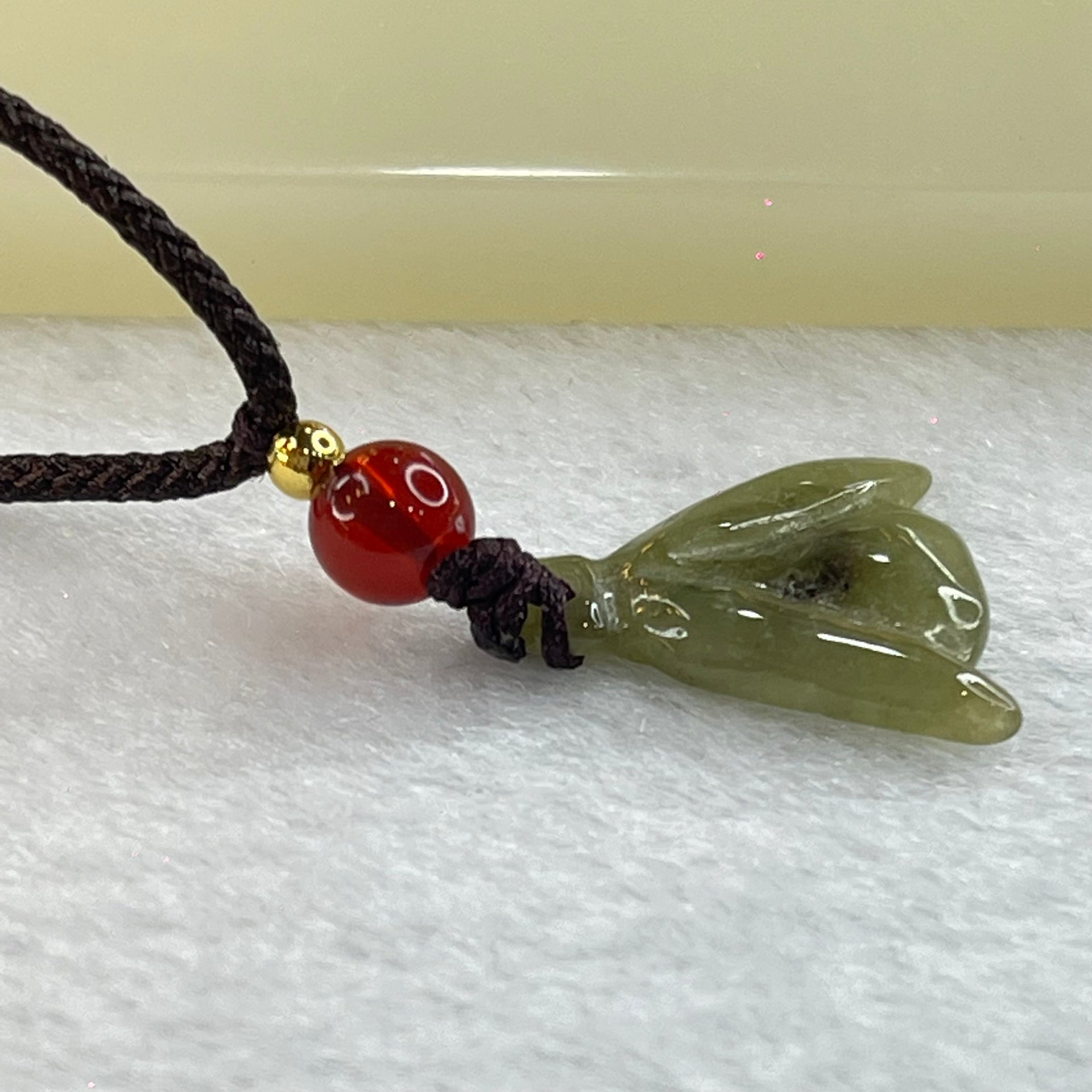 Type A Green Jadeite Mini Fertility Flower Pendant 3.06g 18.7 by 16.2 by 3.0mm - Huangs Jadeite and Jewelry Pte Ltd