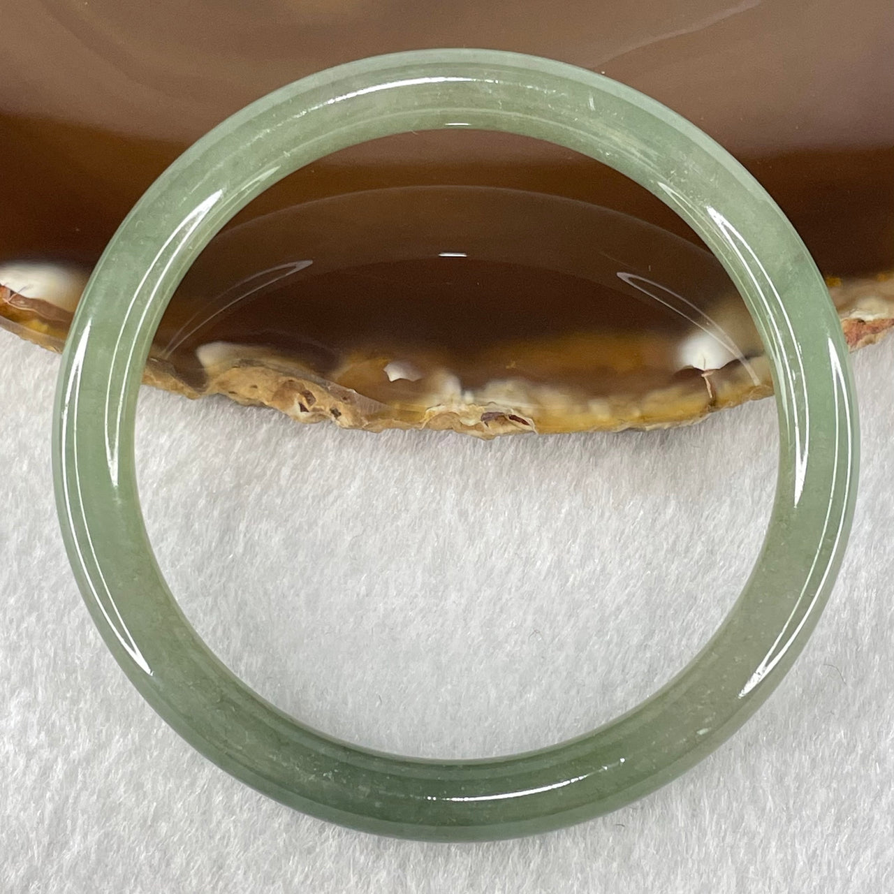 Type A Semi Icy Green Jadeite Bangle 22.71g Internal Diameter 53.8mm 6.9 by 7.0mm (Slight Internal Lines) - Huangs Jadeite and Jewelry Pte Ltd