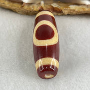 Natural Powerful Tibetan Old Oily Red White Agate One Eye Gold Metal Element Dzi Bead Heavenly Master (Tian Zhu) 一眼金天珠 10.23g 37.9 by 13.3mm - Huangs Jadeite and Jewelry Pte Ltd