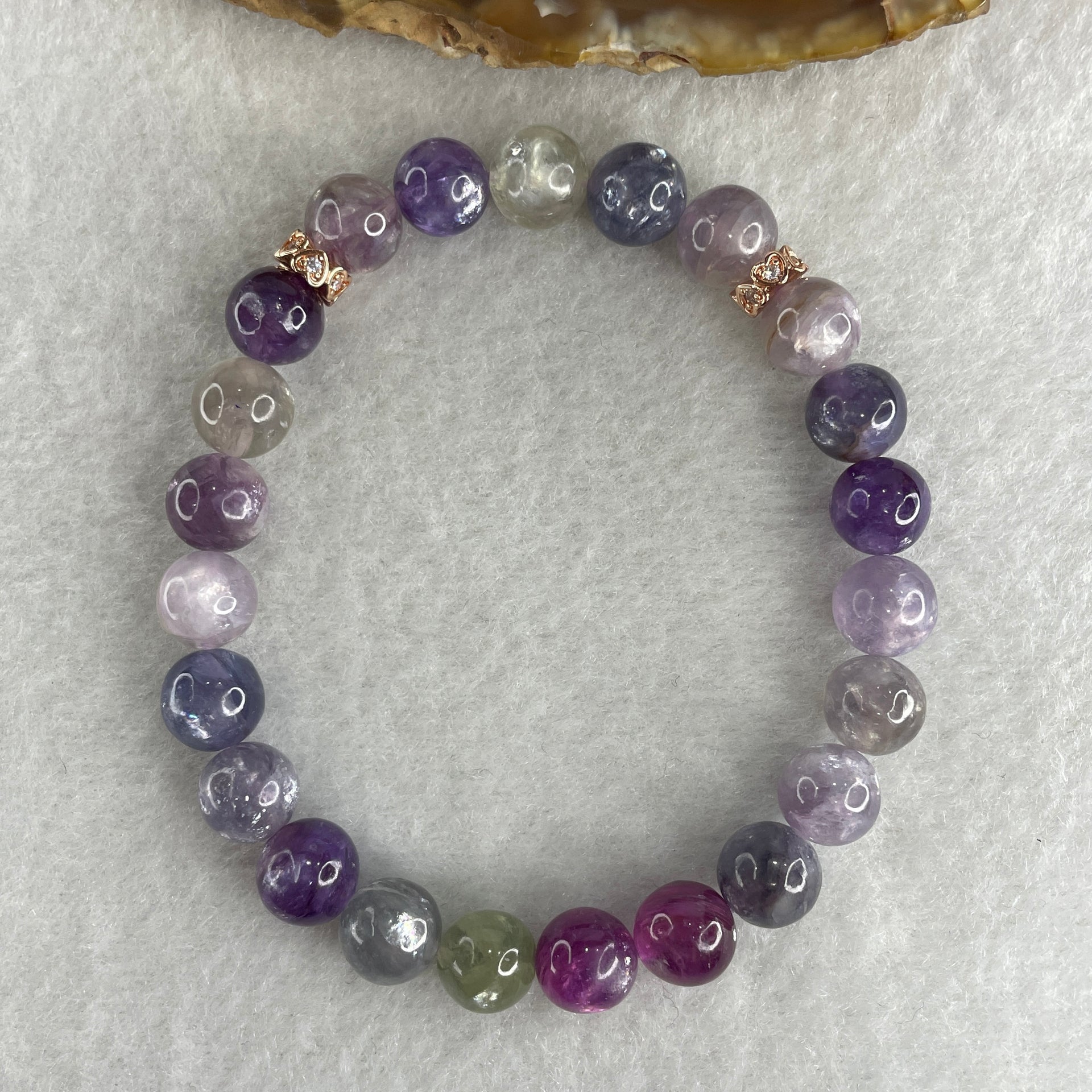 Unknown Purple Beads Bracelet 18.65g 16cm 8.2mm 23 Beads - Huangs Jadeite and Jewelry Pte Ltd