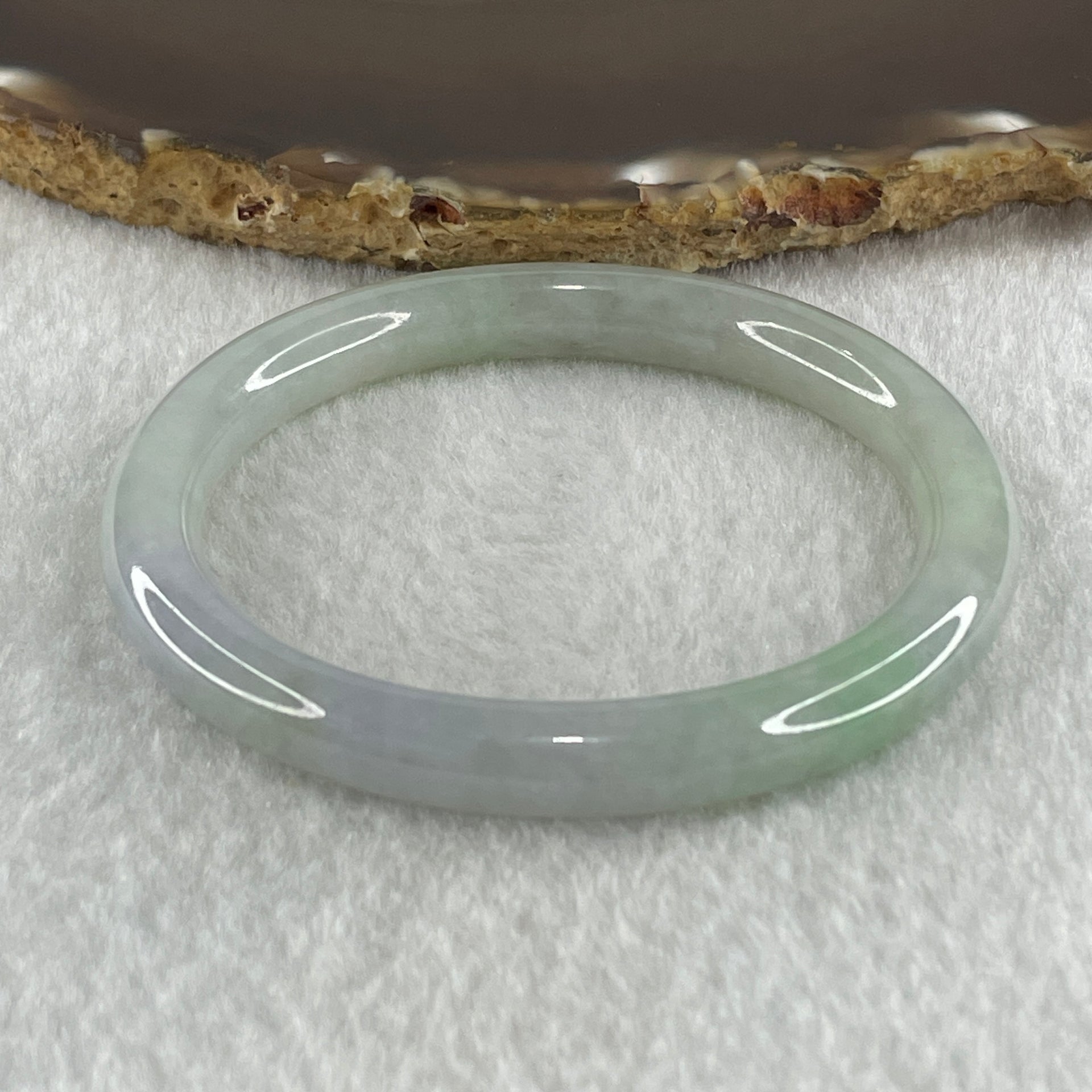 Type A Natural Light Green with Lavender Jadeite Oval Bangle 35.99g Inner Diameter 53.9mm 8.2 by 7.7mm (Very Very Slight Internal Line) - Huangs Jadeite and Jewelry Pte Ltd
