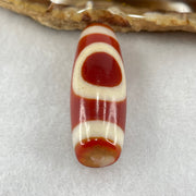 Natural Powerful Tibetan Old Oily Red White Agate One Eye Fire Sign Dzi Bead Heavenly Master (Tian Zhu) 一眼火天珠 10.81g 38.4 by 13.4mm - Huangs Jadeite and Jewelry Pte Ltd