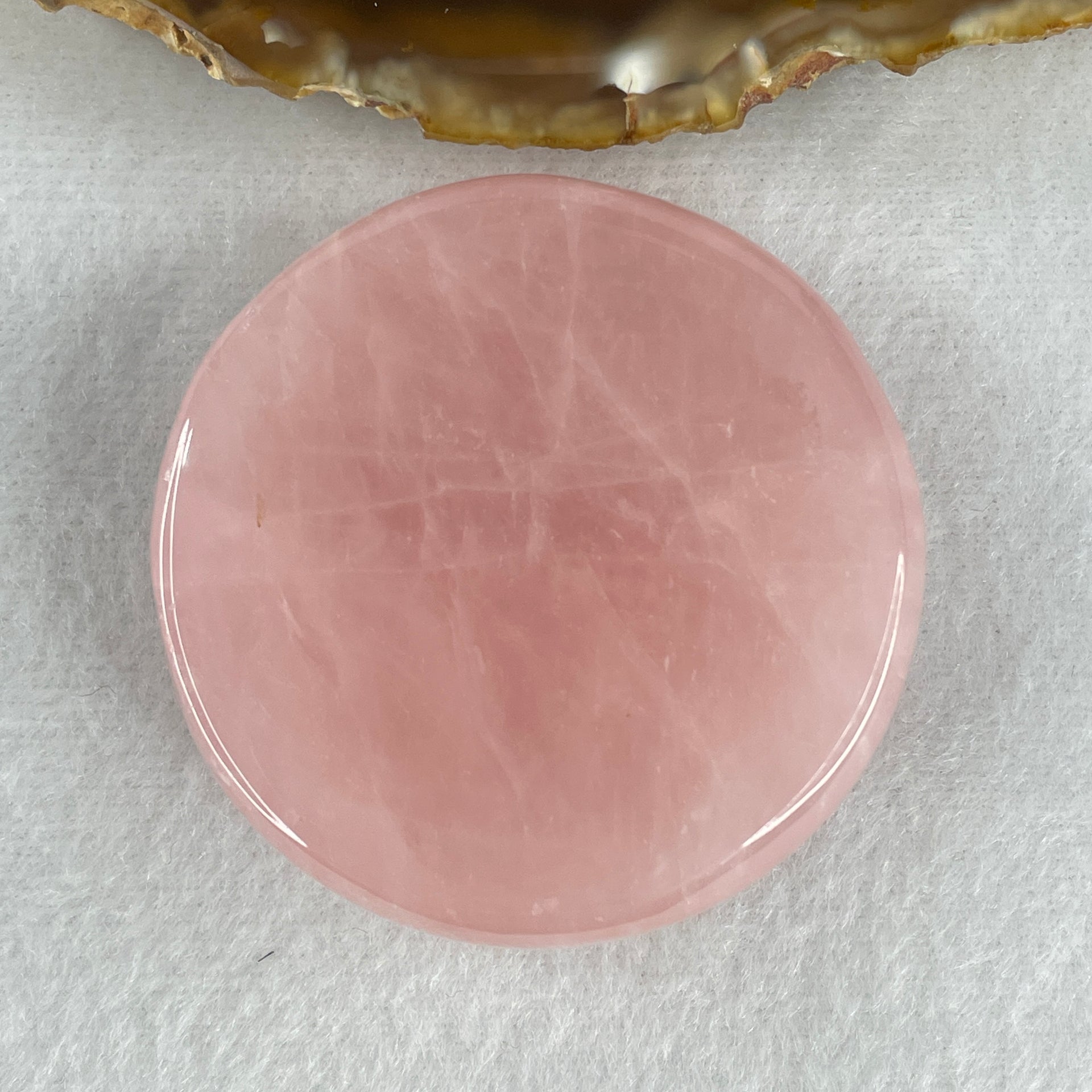 Natural Rose Quartz Plate Display 91.73g 55.3 by 16.4mm - Huangs Jadeite and Jewelry Pte Ltd