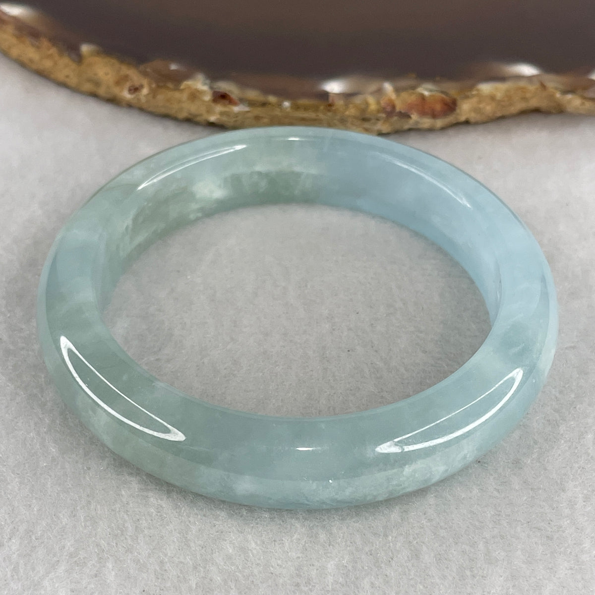 Natural Aquamarine Bangle | (46.01g | 55.0mm Inner Diameter | 12.6x8.5mm | Slight Internal Line | Synergy, Eloquent Expression, Stress Relief & Sailor's Protection Shield)