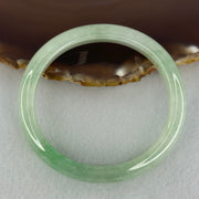 Type A Semi Icy Bright Green Jadeite Oval Bangle Internal Diameter 54.4mm 40.37g 11.3 by 8.4mm (Slight Internal Lines) - Huangs Jadeite and Jewelry Pte Ltd