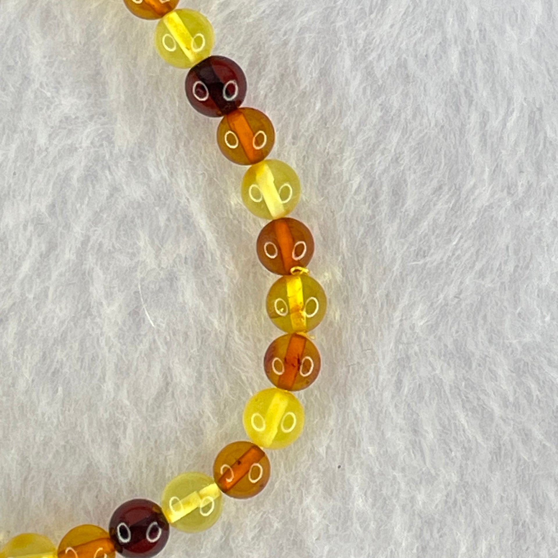 Natural Mixed Color Amber Beads Bracelet 2.53g 16cm 5.2mm 38 Beads - Huangs Jadeite and Jewelry Pte Ltd