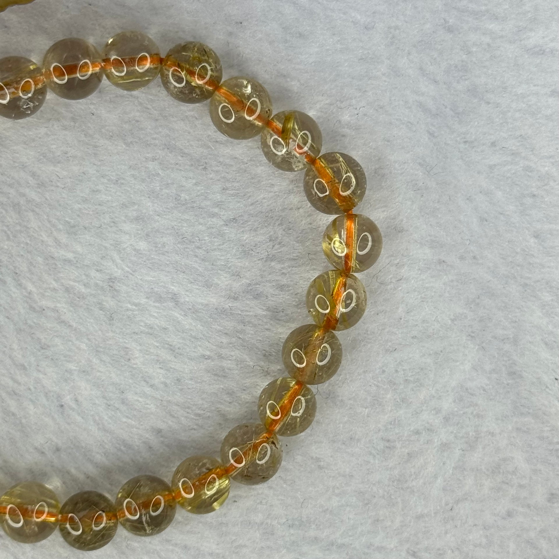 Natural Golden Rutilated Quartz Beads 天然金发水晶手链 12.90g 15cm 7.4mm 26 Beads - Huangs Jadeite and Jewelry Pte Ltd
