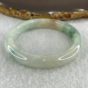Type A Natural Jelly Light Green with Blueish Green, Red and Yellow Patches Jadeite Bangle 38.29g Inner Diameter 52.4mm 10.0 by 7.6mm (External and Internal Lines) - Huangs Jadeite and Jewelry Pte Ltd