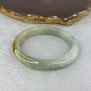 Type A Green with Piao Hua and Brown Patches Bangle 36.73g 10.2 by 7.4 mm Internal Diameter 53.4 mm (External Line) - Huangs Jadeite and Jewelry Pte Ltd