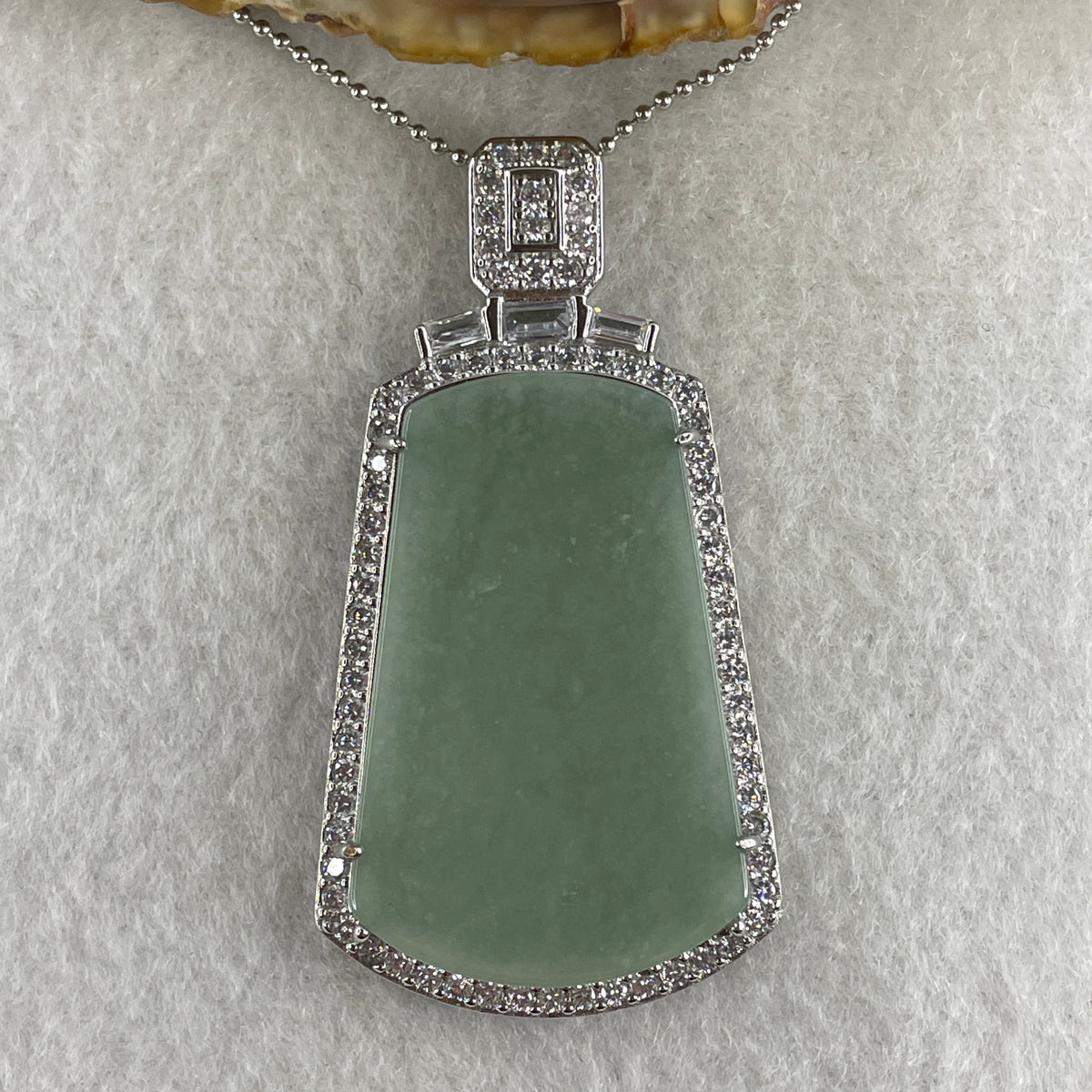 Natural Type A Semi Icy Blueish Green Jadeite Wushipai Necklace in S925 Silver | (17.84g | 42cm S925 | 37.0 x 24.0 x 2.0mm | Unobstructed Peace & Supreme Protection Anchor, Feng Shui Harmony & Executive Calm Necklace) - Huangs Jadeite and Jewelry Pte Ltd