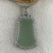 Natural Type A Semi Icy Blueish Green Jadeite Wushipai Necklace in S925 Silver | (17.84g | 42cm S925 | 37.0 x 24.0 x 2.0mm | Unobstructed Peace & Supreme Protection Anchor, Feng Shui Harmony & Executive Calm Necklace) - Huangs Jadeite and Jewelry Pte Ltd