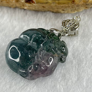 Very Very Good Natural Green Tourmaline Crystal Hulu with Monkey Pendant 9.34g 22.8 by 20.2 by 11.6mm - Huangs Jadeite and Jewelry Pte Ltd