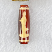 Natural Powerful Tibetan Old Oily Red and Yellowish White Agate Guan Yin Dzi Bead Heavenly Master (Tian Zhu) 观音天诛 8.04g 38.2 by 11.6mm - Huangs Jadeite and Jewelry Pte Ltd