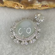 Type A Icy Deep Lavender Cabochon Jadeite in S925 Sliver with Crystal Charm 3.78g 12.8 by 11.9 by 6.0mm - Huangs Jadeite and Jewelry Pte Ltd