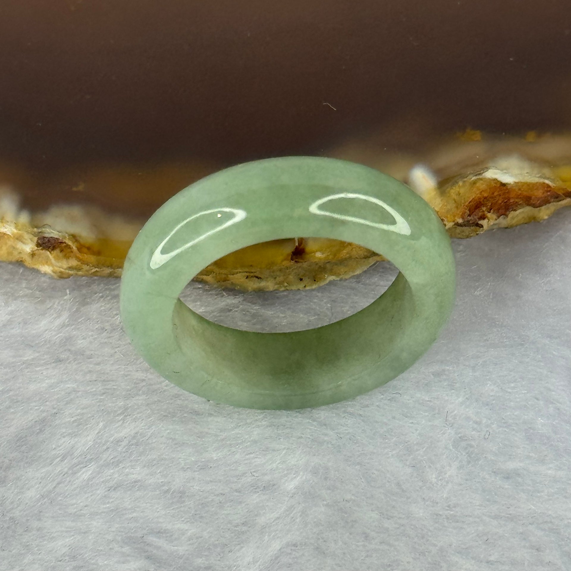 Type A Green Jadeite Ring 4.17g 6.5 by 3.5mm US7.1 HK15.5 (Very Slight External Rough) - Huangs Jadeite and Jewelry Pte Ltd