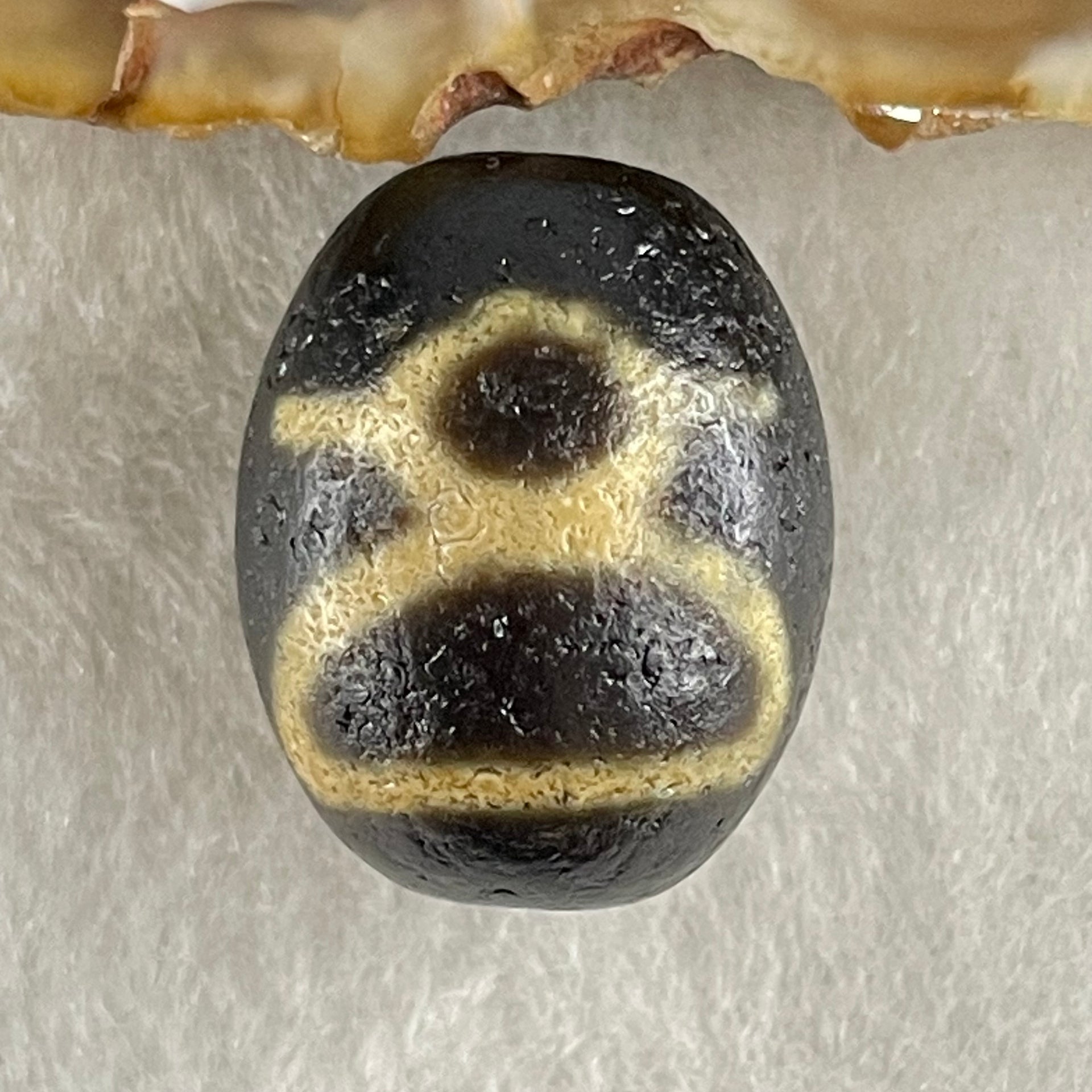 Natural Powerful Tibetan Old Oily Agate Double Cai Shen Dzi Bead Heavenly Master (Tian Zhu) 双财神长天珠 8.12g 20.8 by 16.8mm - Huangs Jadeite and Jewelry Pte Ltd