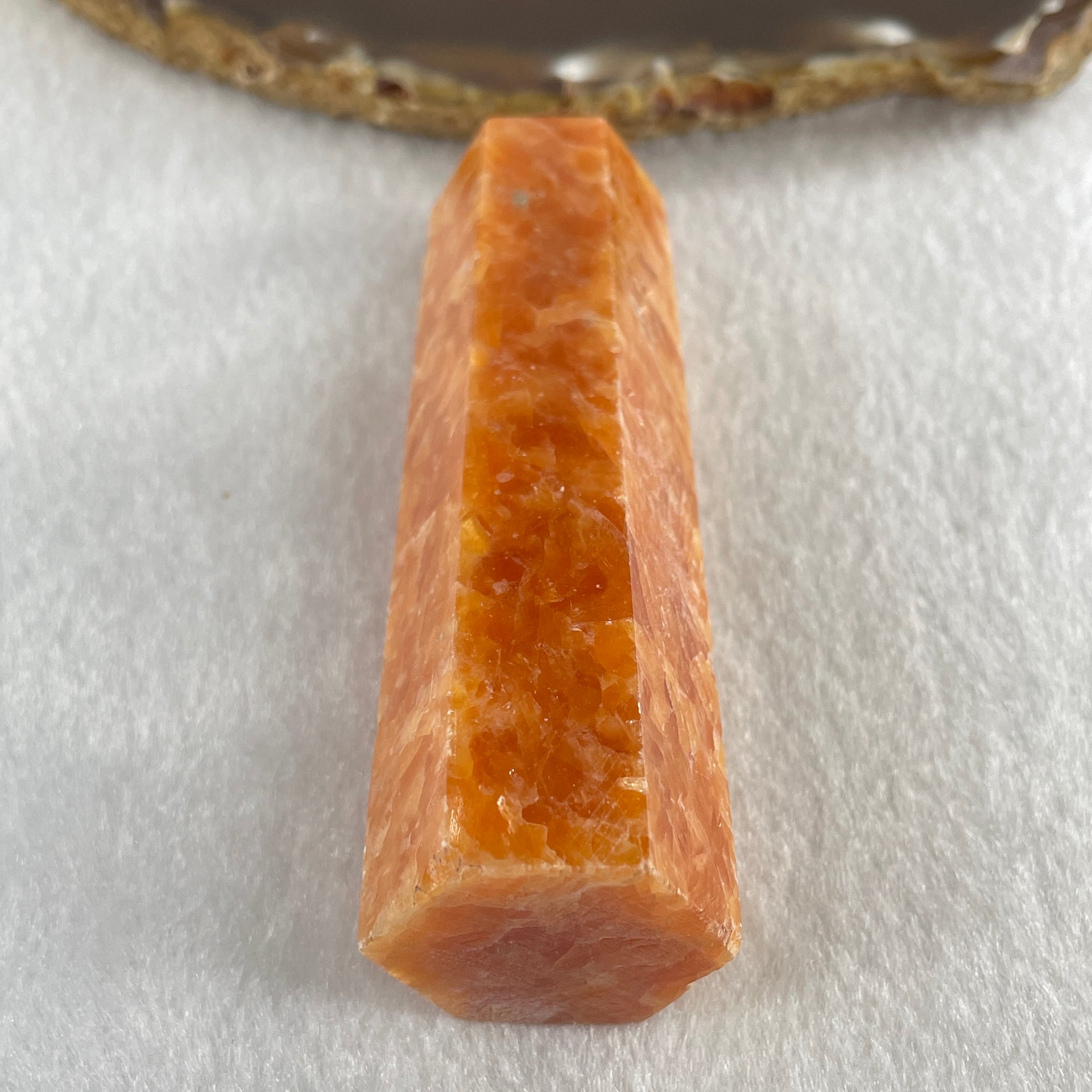 Natural Orange Calcite Quartz Tower Display 88.68g 89.1 by 26.7 by 23.2mm - Huangs Jadeite and Jewelry Pte Ltd