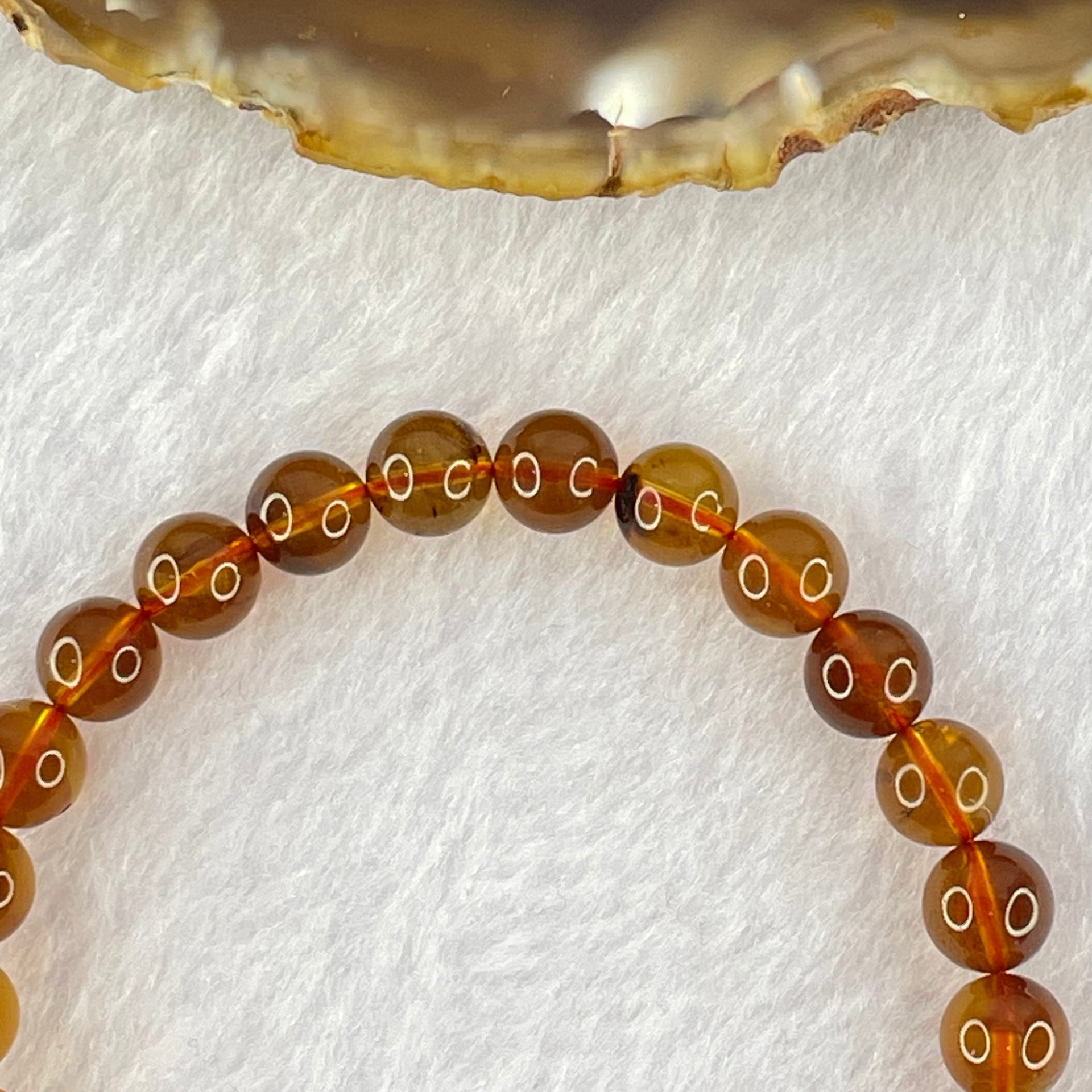 Natural Cognac Amber Beads Bracelet 4.17g 15cm 6.6mm 27 Beads - Huangs Jadeite and Jewelry Pte Ltd