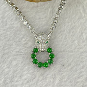 Type A Icy Green Omphasite Jadeite Panther with Crystals in S925 Crystals Necklace 13.38g 3.3 by 1.5mm 8pcs - Huangs Jadeite and Jewelry Pte Ltd