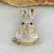Rare Natural Blue Dumortierite Rutilated Quartz in S925 Sliver Rabbit Pendant 2.40g 10.0 by 7.1 by 5.5mm - Huangs Jadeite and Jewelry Pte Ltd
