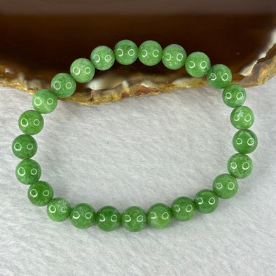 Natural Emerald And Ruby Zoisite Beads Bracelet 16.04g 14.5cm 7.4mm 25 Beads - Huangs Jadeite and Jewelry Pte Ltd