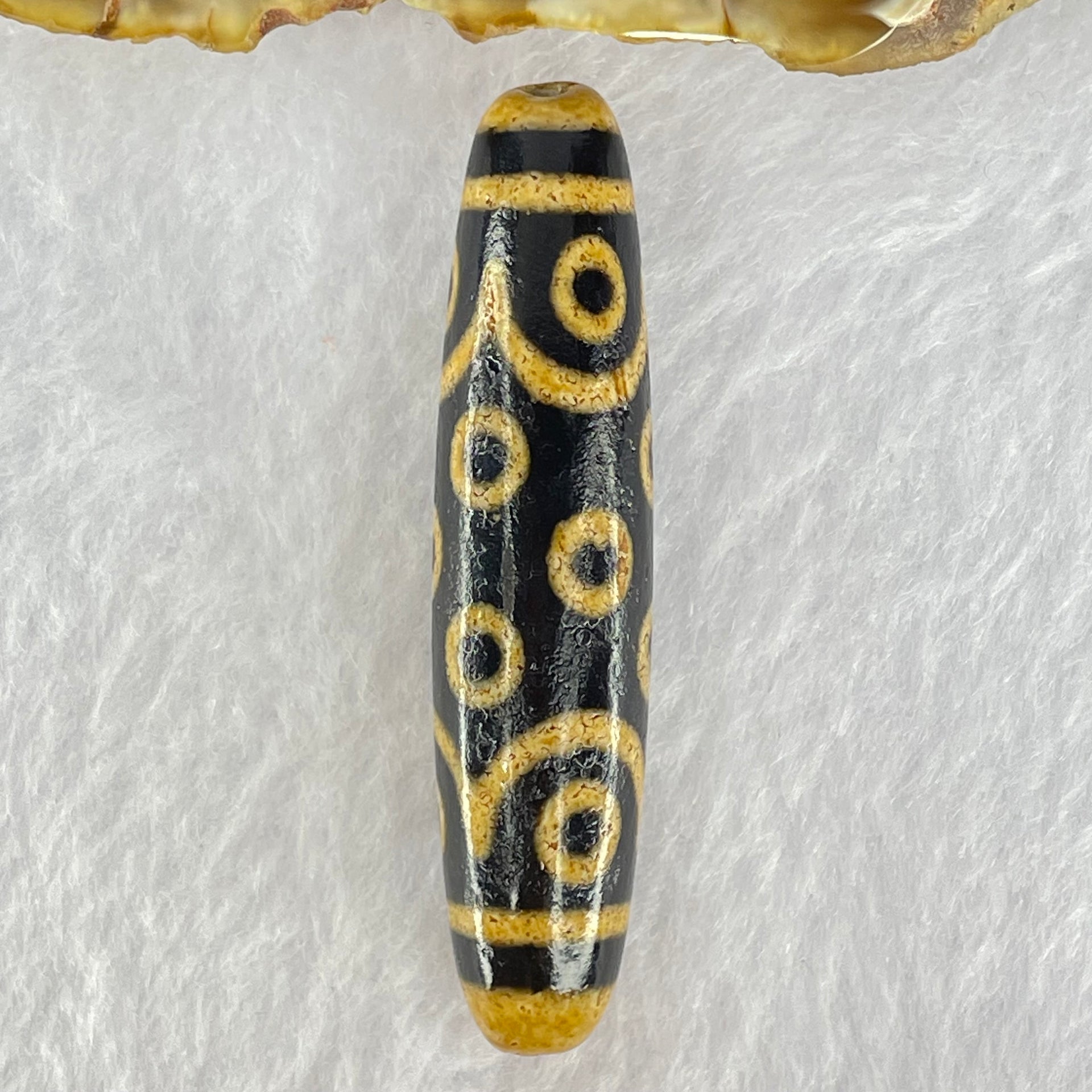 Natural Powerful Tibetan Old Oily Dark and Light Brown Agate 15 Eyes Dzi Bead Heavenly Master (Tian Zhu) 十五眼天诛 14.65g 58.1 by 13.0mm - Huangs Jadeite and Jewelry Pte Ltd