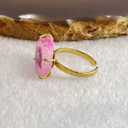 Pink Agate in Gold Color Ring (Adjustable Size) 2.62g 15.7 by 14.8 by 3.7mm - Huangs Jadeite and Jewelry Pte Ltd