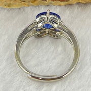 Blue Cubic Zirconia in S925 Sliver Ring (Adjustable Size) 2.26g 7.8 by 3.8mm - Huangs Jadeite and Jewelry Pte Ltd