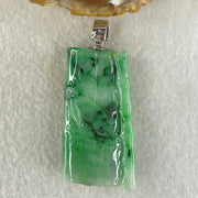 Antique Natural Type A Translucent Light Green with Old Mine Spicy Green and Dark Green Piao Hua Jadeite Bamboo and Twin Birds approx. 46.97 by 26.74 by 9.64mm in 18K White Gold and Natural Diamond Pendant 34.95g (108.66cts) BIG Cert. B010996 - Huangs Jadeite and Jewelry Pte Ltd