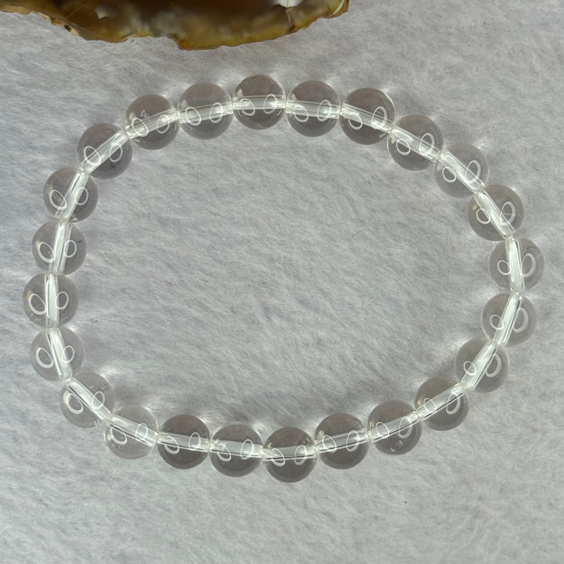 Natural Clear Quartz Bracelet 天然白水晶手链 18.56g 16.5cm 8.4mm 24 Beads - Huangs Jadeite and Jewelry Pte Ltd
