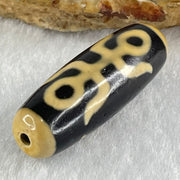Natural Powerful Tibetan Old Oily Agate Double Noble Patina Guiren Tairen Human Dzi Bead Totem Amulet Heavenly Master (Tian Zhu) 双贵人天诛 9.93g 37.7 by 12.9mm - Huangs Jadeite and Jewelry Pte Ltd