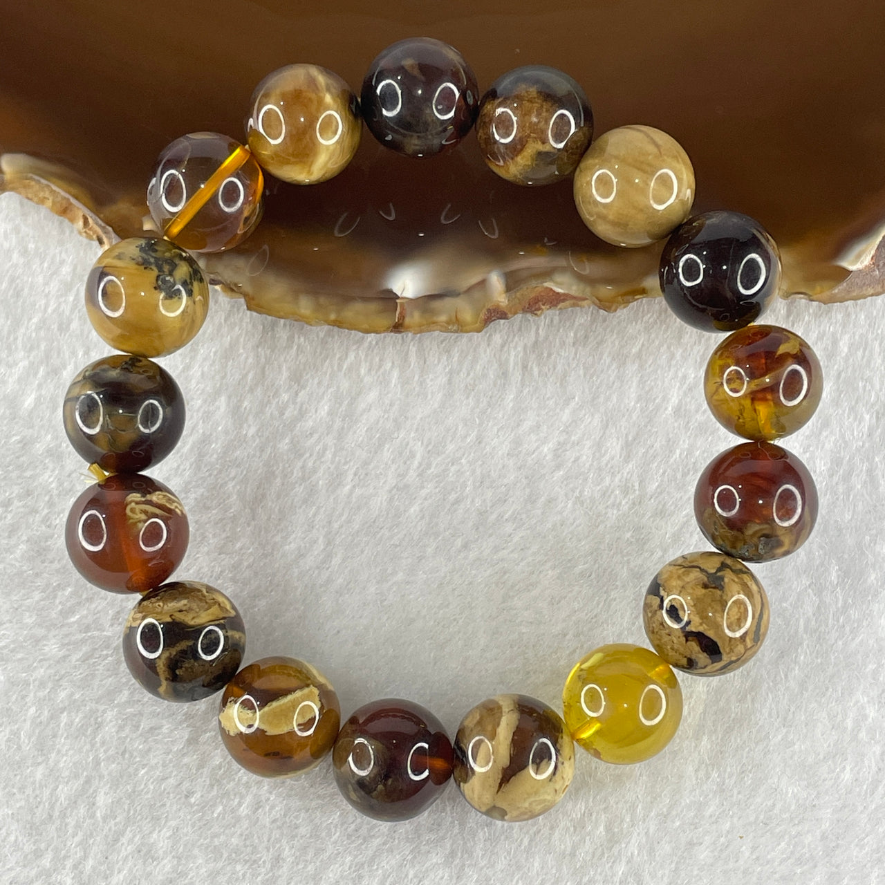 Natural Mixed Amber Beads Bracelet 14.67g 16.5cm 11.9mm 17 Beads