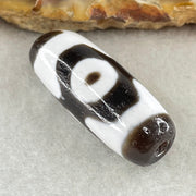 Natural Powerful Tibetan Old Oily Agate 3 Eyes Dzi Bead Heavenly Master (Tian Zhu) 三眼天诛 4.99g 27.6 by 10.8mm - Huangs Jadeite and Jewelry Pte Ltd