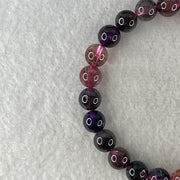 Very Very Good Grade Certified Natural Blackcurrant Super 7 Beads Bracelet | (21.59g | 17.5cm | 8.8mm x 24 Beads | "Seven Sacred Minerals" Intuition & Abundance Anchor, Feng Shui High-Vibration Power Bracelet) - Huangs Jadeite and Jewelry Pte Ltd