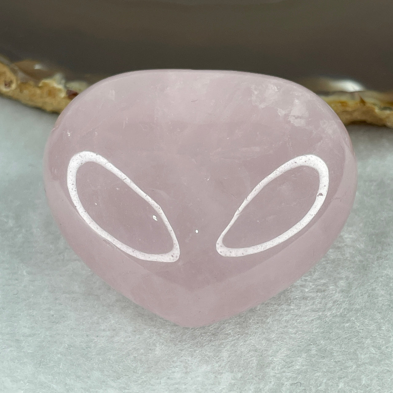 Average Grade Natural Rose Quartz Heart Shape Display 99.41g 48.2 by 50.7 by 27.6mm